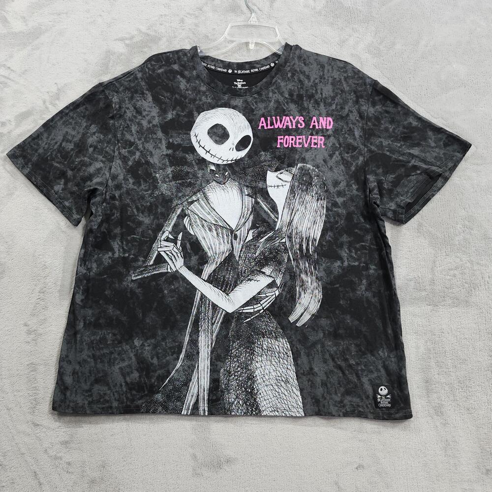 Disney Shirt Womens L Black Mineral Wash Nightmare Before Christmas Jack Sally